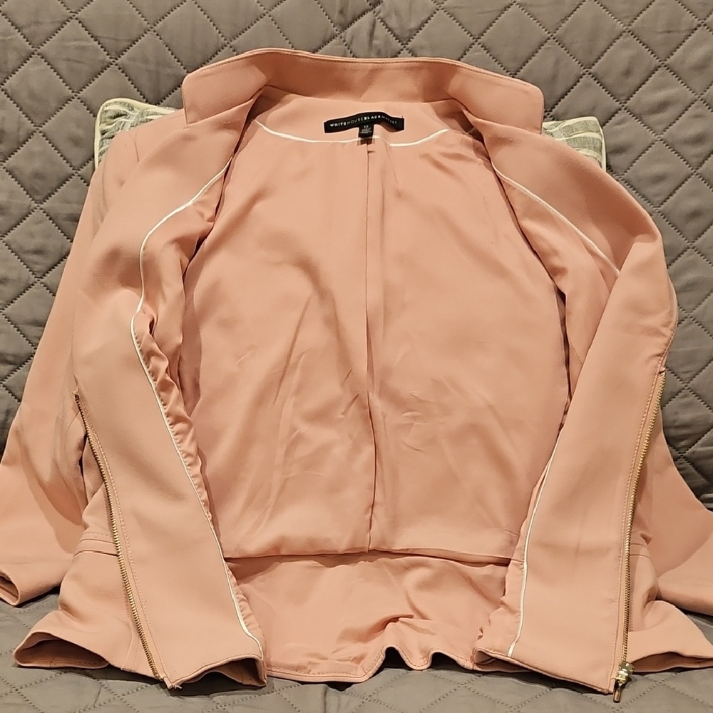 White House Black Market Pink Blazer with Notched Lapel and Peplum Fit - Picture 15 of 16
